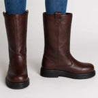 Men's Mid-Calf Leather-Look Boots – Lined Round-Toe Winter Boots