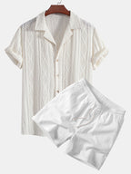Men's Eyelet Jacquard Shirt and Shorts Resort Set