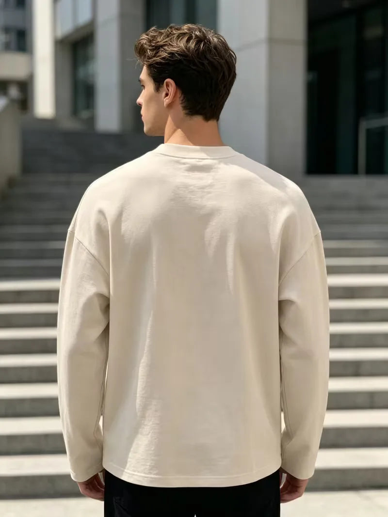 Men's Crew-Neck Longsleeve with Script Graphics – Six Colours