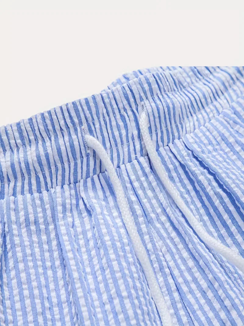 Men's Striped Shirt and Shorts Summer Set