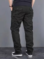 Men's Straight-Leg Cargo Trousers in Black