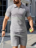 Men's Jacquard Polo and Shorts Set