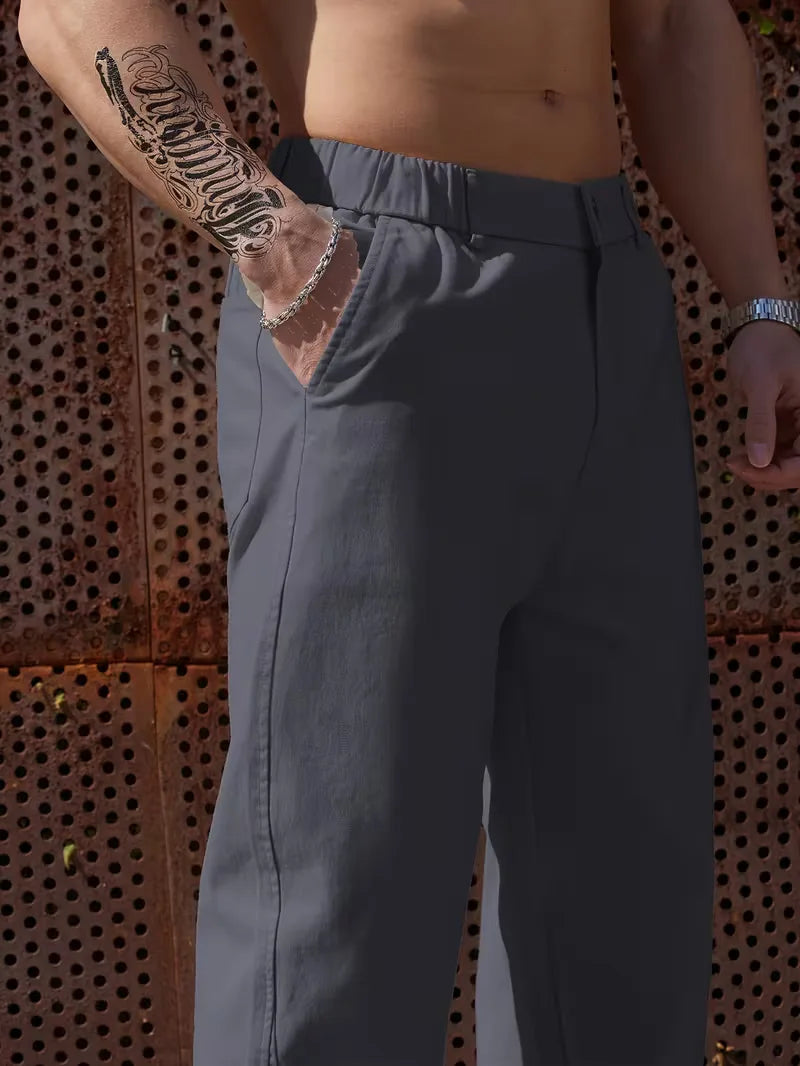 Men's Wide-Leg Trousers with Elasticated Waist