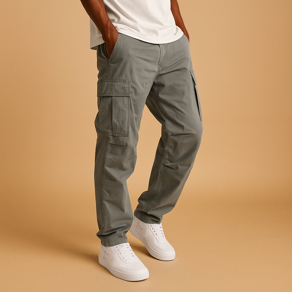 Men's Regular-Fit Cargo Trousers – Multi-Pocket Cotton-Blend Utility Style for Work Weekend Travel and Everyday Casual Wear