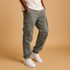 Men's Regular-Fit Cargo Trousers – Multi-Pocket Cotton-Blend Utility Style for Work Weekend Travel and Everyday Casual Wear