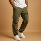 Men's Regular-Fit Cargo Trousers – Multi-Pocket Cotton-Blend Utility Style for Work Weekend Travel and Everyday Casual Wear