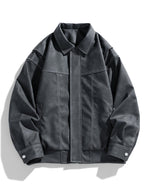 Men's Faux Leather Jacket with Flap Collar