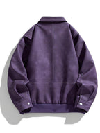 Men's Faux Leather Jacket with Flap Collar