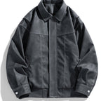 Men's Faux Leather Jacket with Flap Collar