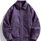 Men's Faux Leather Jacket with Flap Collar
