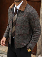 Men's Bomber Jacket with Collared Neckline