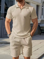 Men's Jacquard Polo and Shorts Set