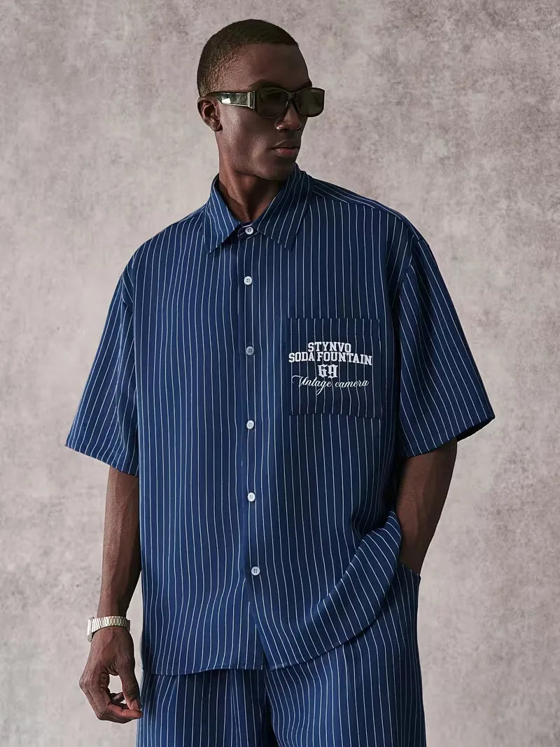 Men's Oversized Striped Resort Shirt