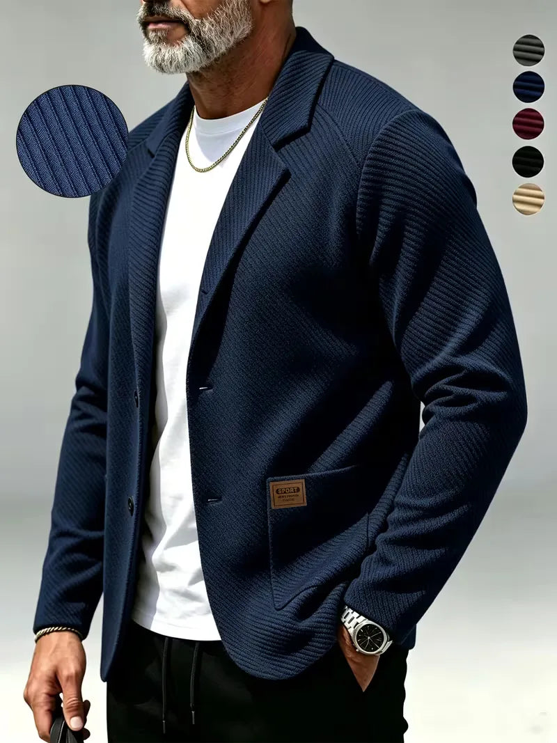 Men's Blazer with Knitted Texture