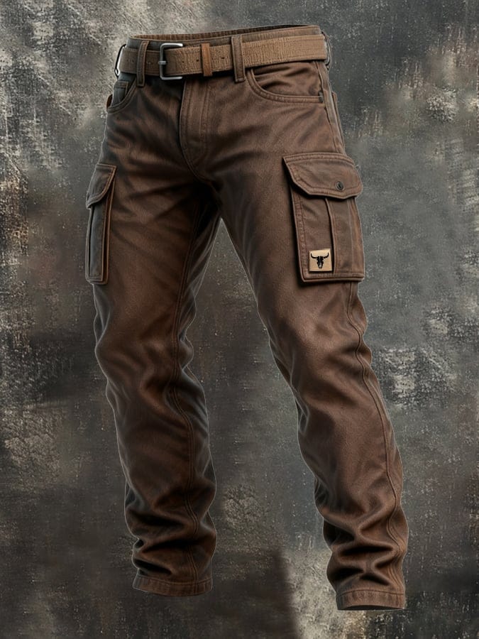 Men's Slim-Fit Cargo Trousers with Flap Pockets – Washed Utility Style