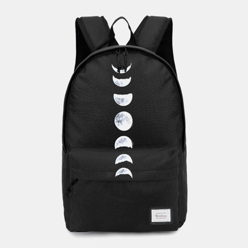 Unisex Moon Phase Oxford Backpack – Casual School Bag