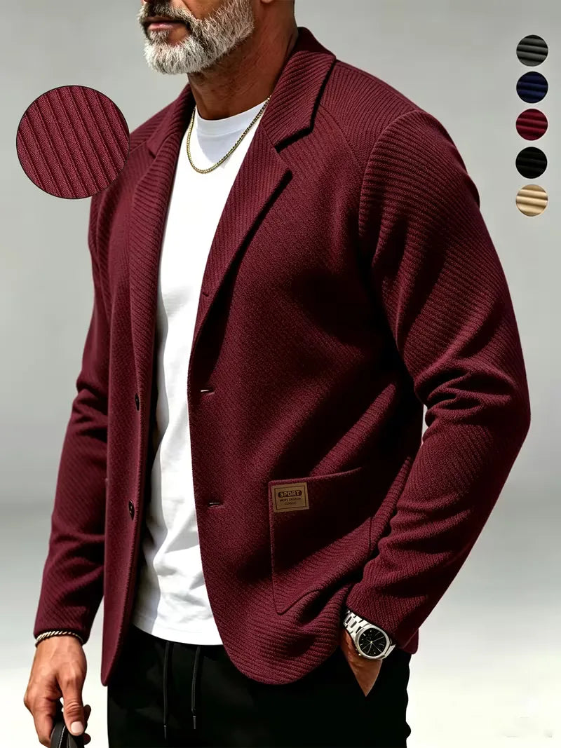 Men's Blazer with Knitted Texture
