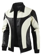 Men's Colour-Block Faux Leather Jacket