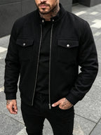 Men's Bomber Jacket with Collared Neckline