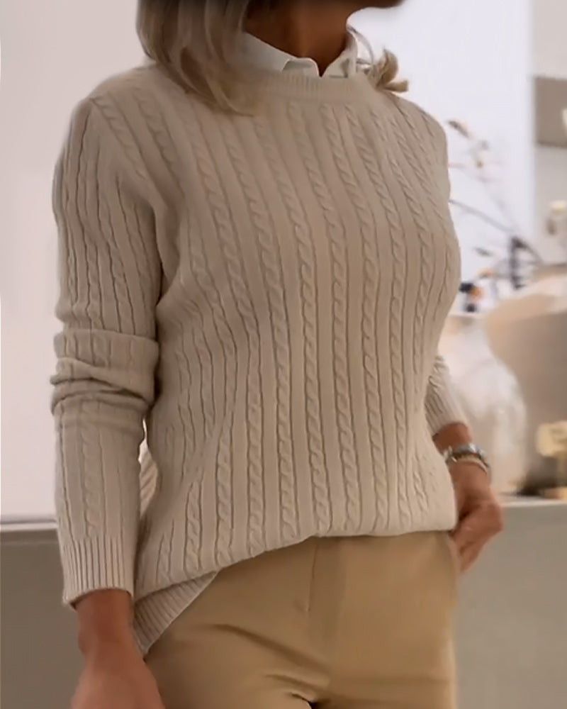 Women's Crew-neck Jumper with round neck – Beige
