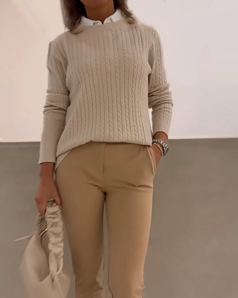 Women's Crew-neck Jumper with round neck – Beige