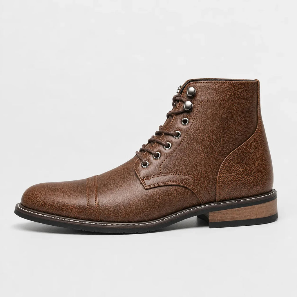 Men's Lace-up Boots with Cap Toe