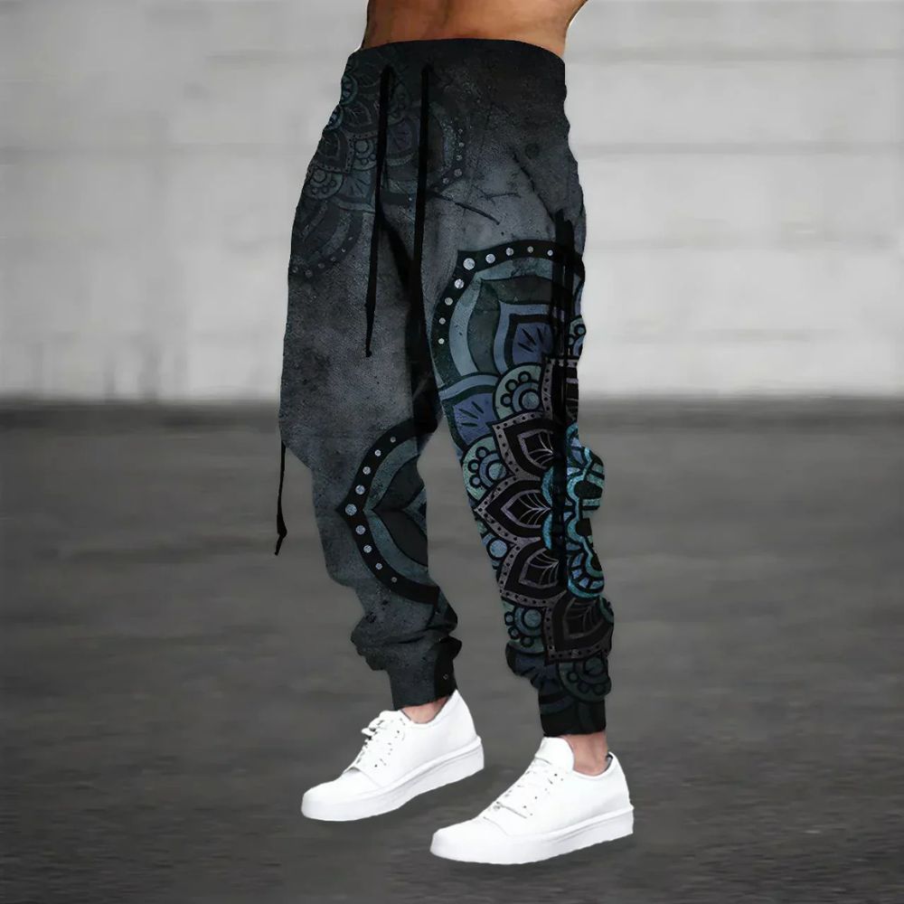 Men's Mandala-Print Harem Trousers – Relaxed Boho Joggers