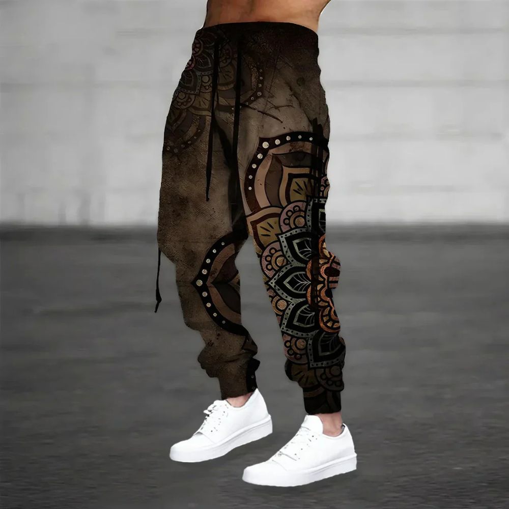 Men's Mandala-Print Harem Trousers – Relaxed Boho Joggers