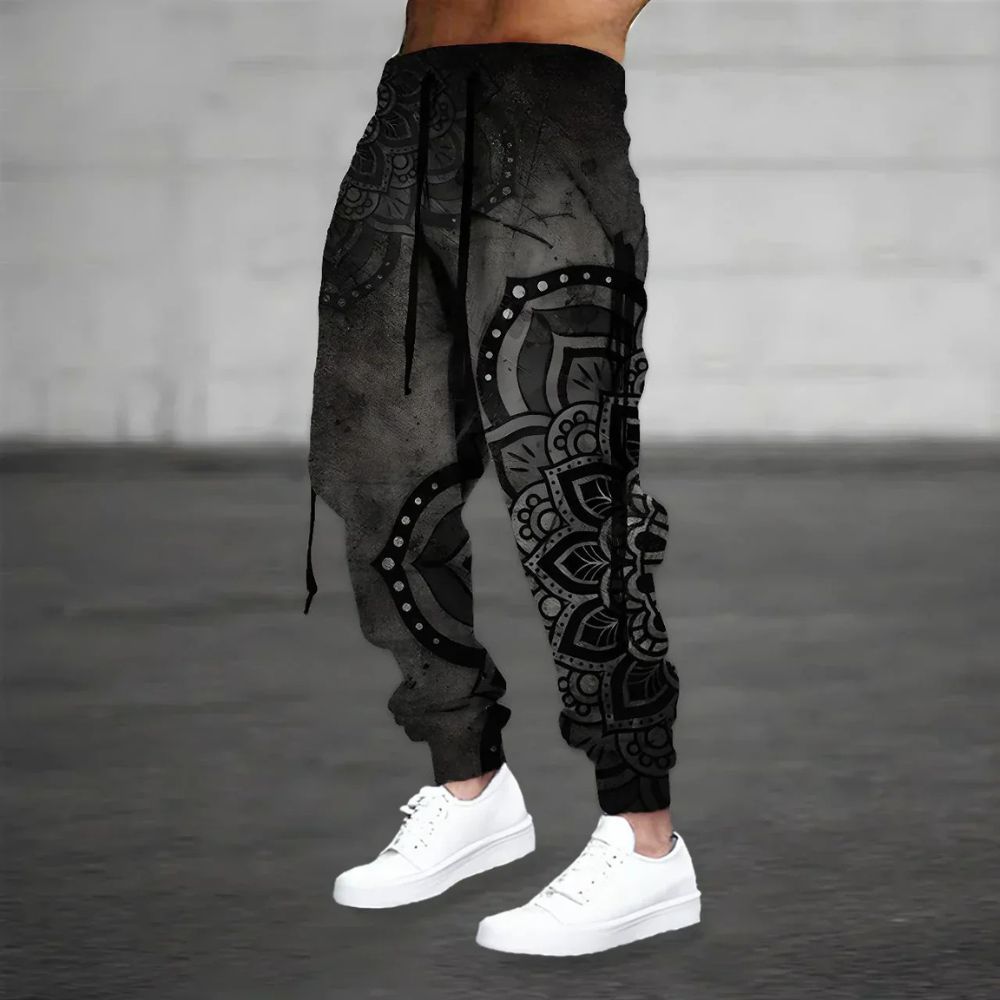Men's Mandala-Print Harem Trousers – Relaxed Boho Joggers
