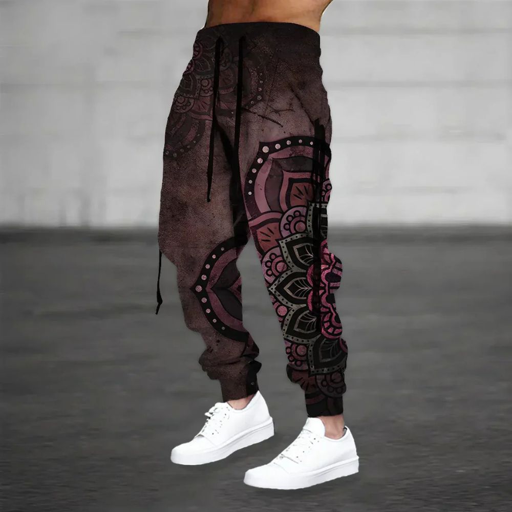 Men's Mandala-Print Harem Trousers – Relaxed Boho Joggers