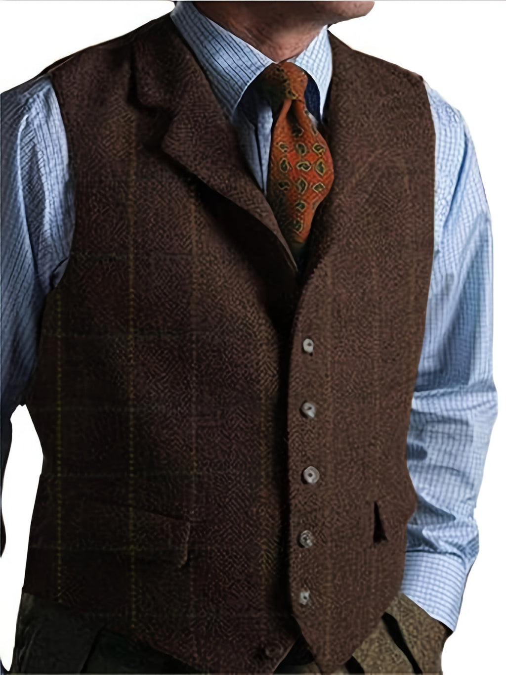 Men's Textured Tailored Waistcoat with Notched Lapels