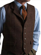 Men's Textured Tailored Waistcoat with Notched Lapels