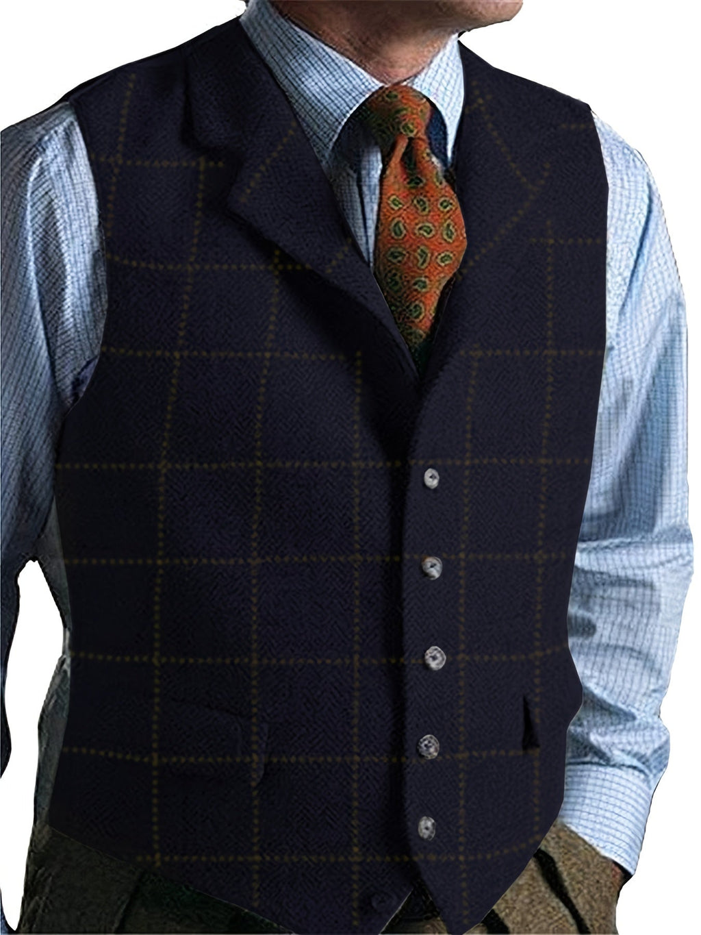Men's Textured Tailored Waistcoat with Notched Lapels