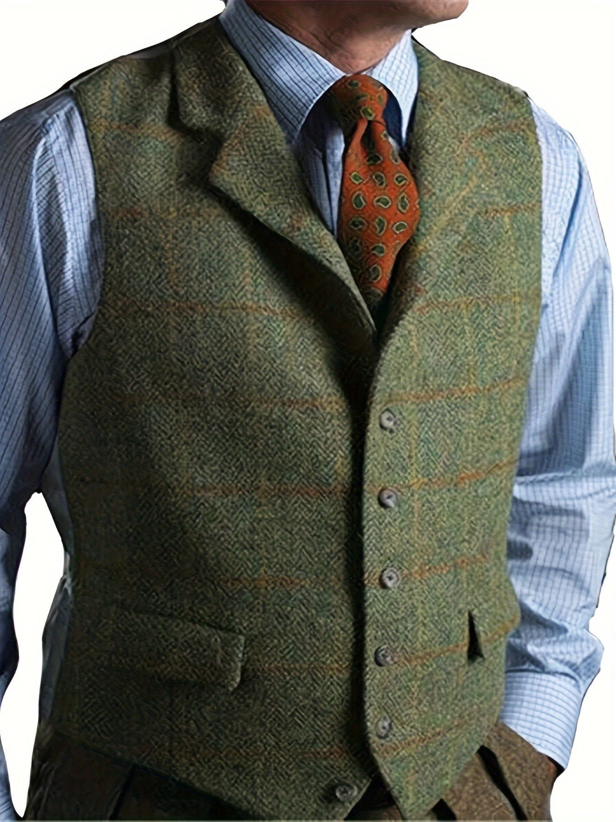 Men's Textured Tailored Waistcoat with Notched Lapels