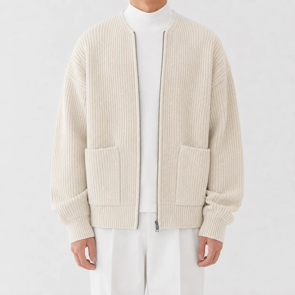 Men's Cardigan with Funnel Neck