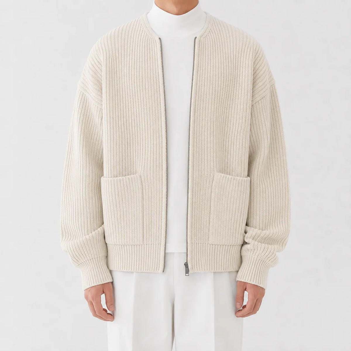 Men's Cardigan with Funnel Neck