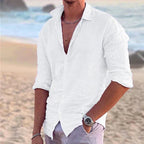 Men's Slim-Fit Long-Sleeve Summer Shirt – Lightweight Button-Up