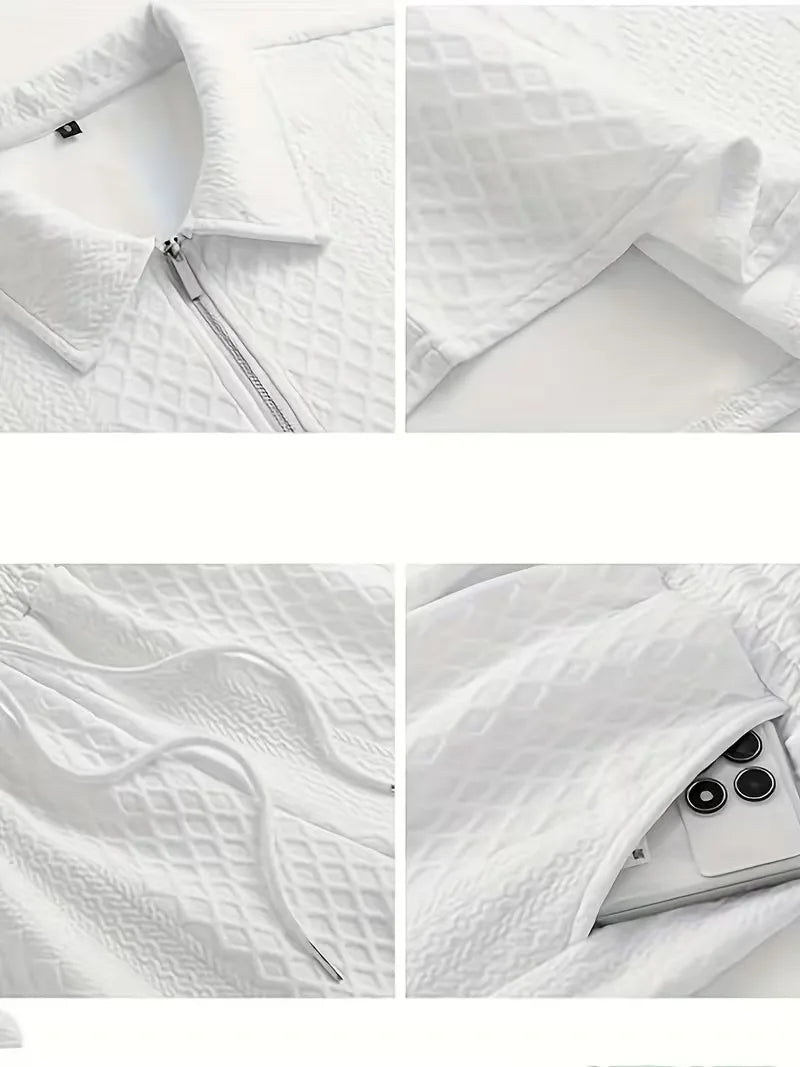 Men's Jacquard Polo and Shorts Set
