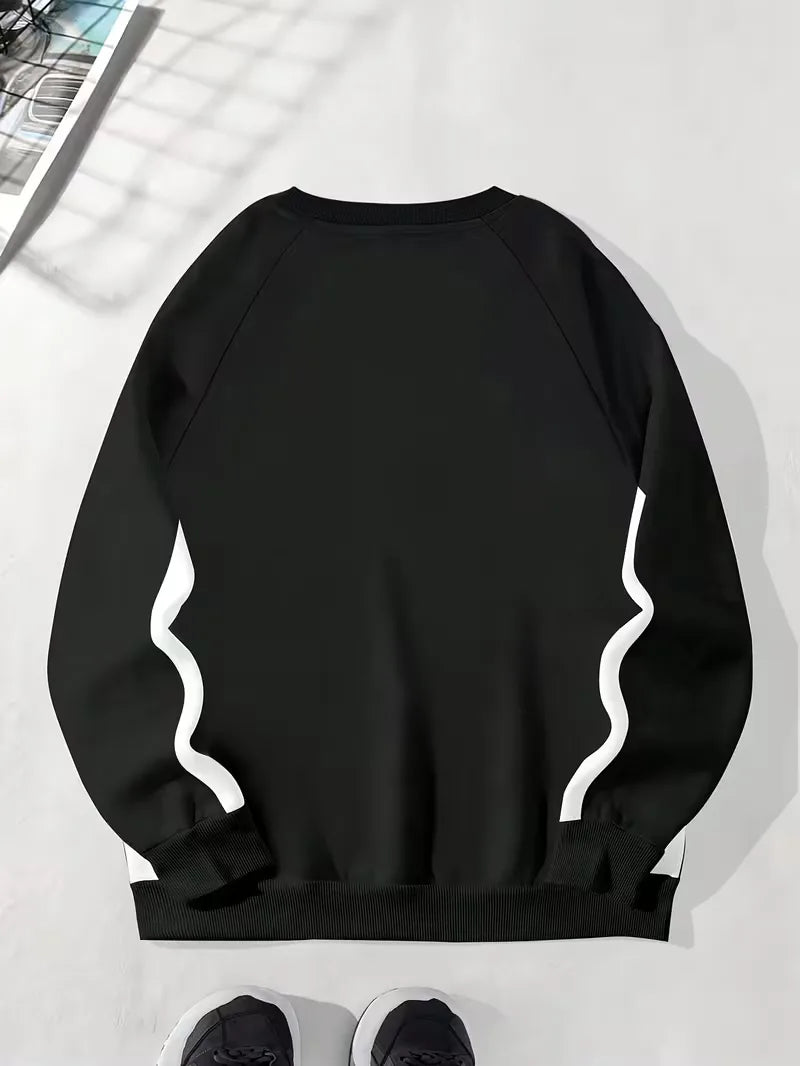 Men's Colour-Block Raglan Sweatshirt with Front Print