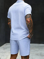 Men's Striped Shirt and Shorts Summer Set