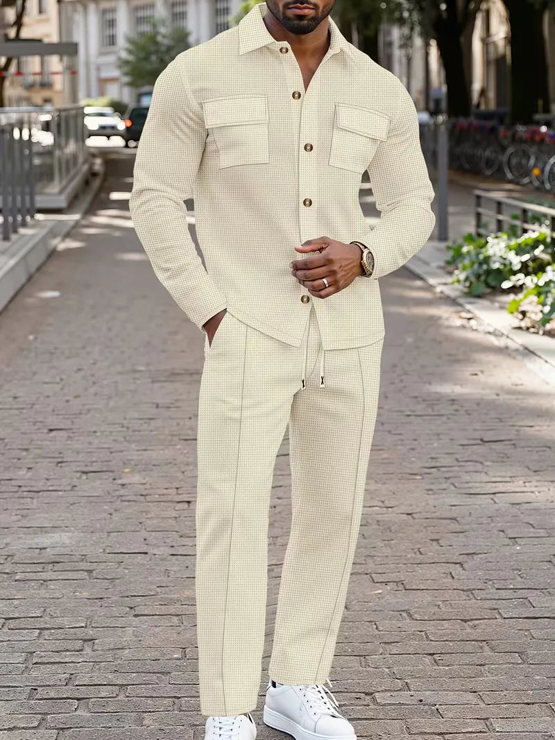 Men's Button-Up Bomber Jacket with Chest Pockets