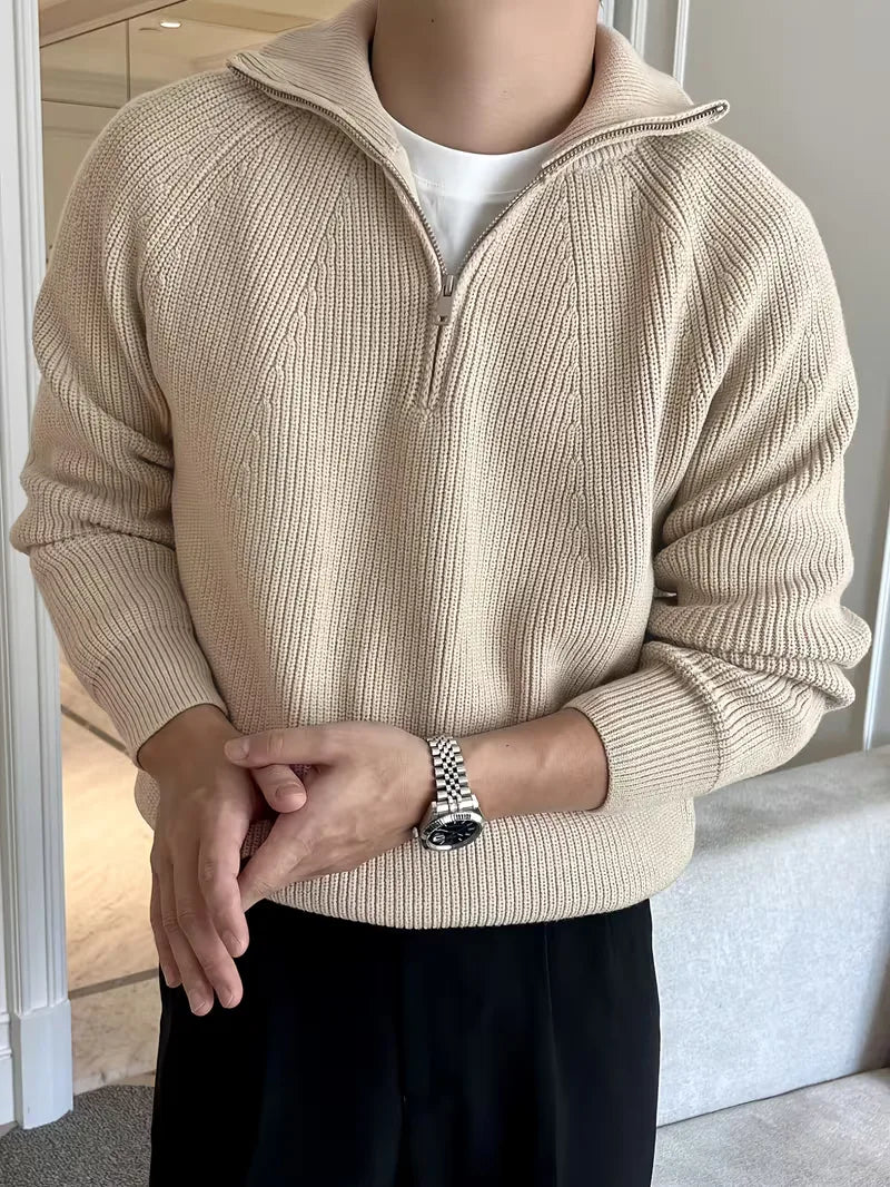 Men's Half-Zip Rib-Knit Jumper