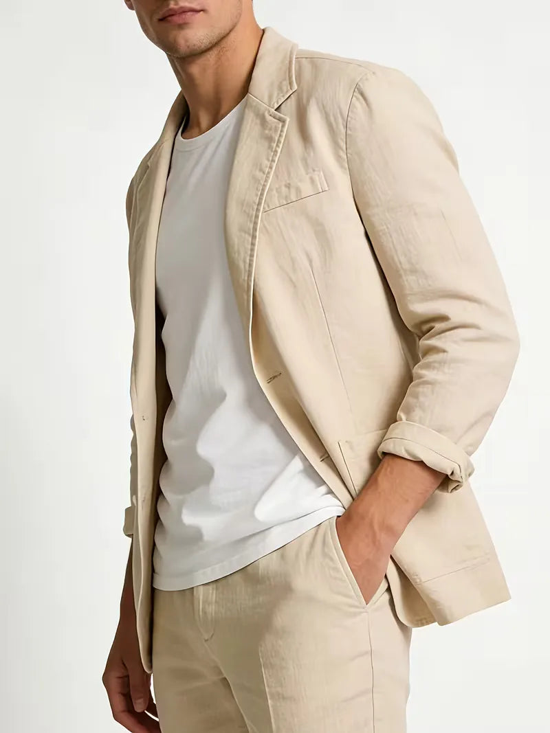 Men's Single-Breasted Blazer with Notch Lapel