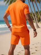 Men's Polo and Shorts Summer Set in Light Blue