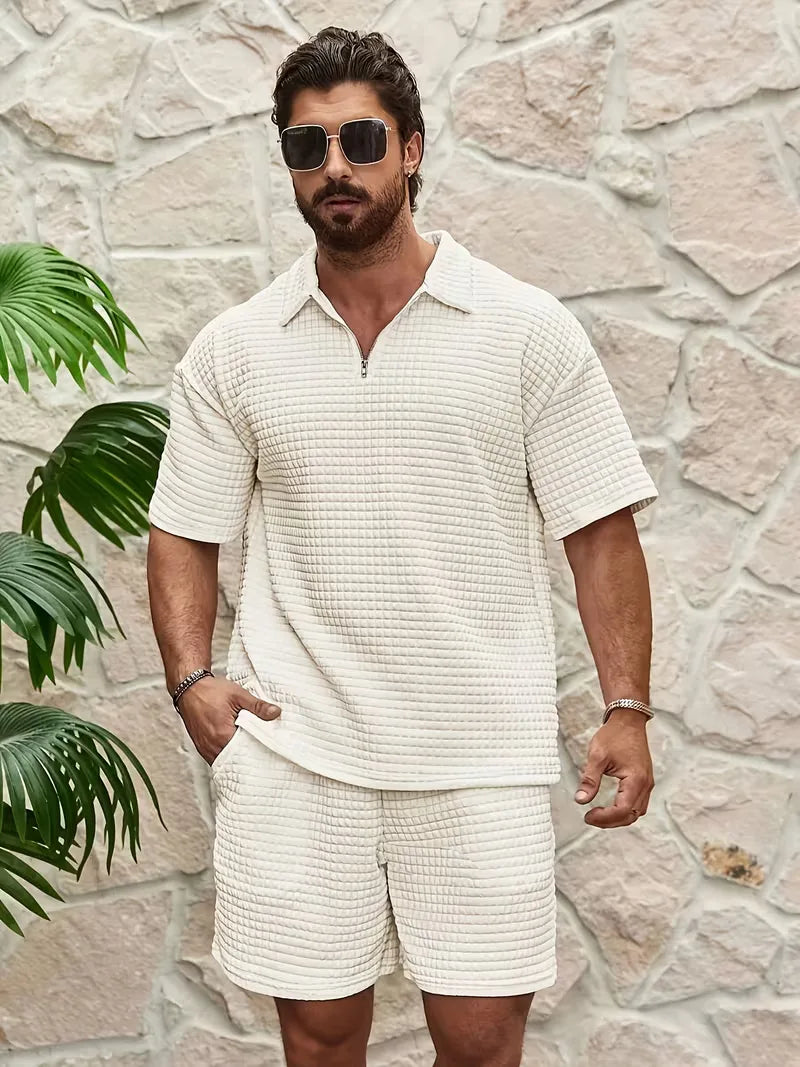 Men's Textured Top and Shorts Co-Ord