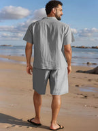 Men's Short Sleeve Shirt and Shorts Set in Apricot