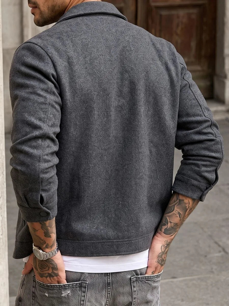 Men's Bomber Jacket with Collared Neckline