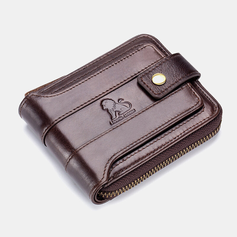 Men's RFID leather-look Wallet – Vintage Zip-Around Bifold