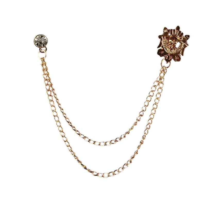 Men's Double Chain Brooch – Vintage-Inspired Accent