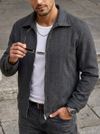 Men's Bomber Jacket with Collared Neckline